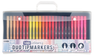 Tuschpennor dubbel spets, 100-pack