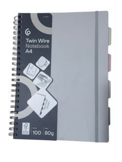 Vihko vaaleanharmaa 4 välilehteä, FSC-merkitty