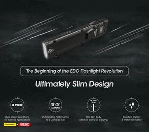 Nitecore sterk lommelykt, oppladbar, USB-C, 3000 lm