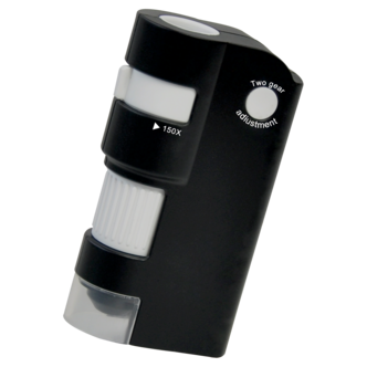 Bärbart mikroskop med LED och UV, 80-150x förstoring