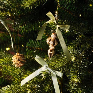 Julrosetter satin med tråd, 6-pack