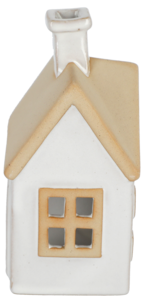 Lyshus i keramikk for telys, hvitt