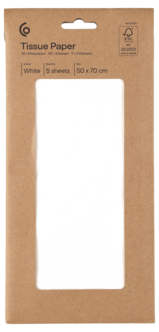 Silkepapir, hvitt, 50 x 70 cm, 5 ark