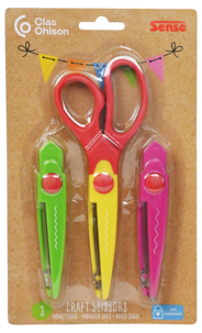 Mønstersakser for barn, 3-pakning, fra 4 år