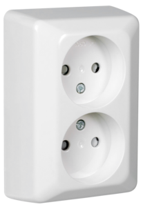 Elko RS Schuko utanpåliggande vägguttag 2 portar Nordic Renvit