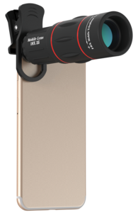 Teleobjektiv 18 x zoom och tripod till mobiltelefon 