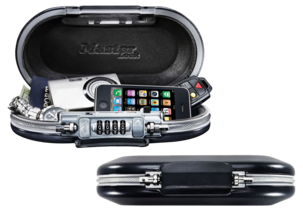 Masterlock portabel säkerhetsbox med kodlås och vajer