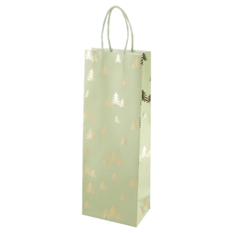 Presentpåse flaska jul grön guld 13 x 8,2 x 35,9 cm