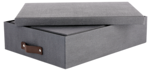 Säilytyslaatikko nahkakahvalla 2 kpl, tummanharmaa