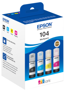 Epson 104 Eco Tank Mustepullo, 4 väriä