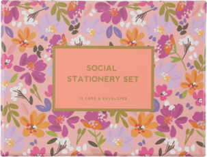 Postkortpakke med blomstermotiver og konvolutter, 12-pakning