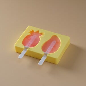 Jäätelömuotti silikonia, hedelmän muotoinen, 2 jäätelöpuikkoa