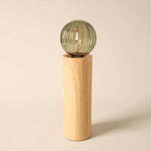 Deco bordslampa E27 metall med träoptik, Northlight