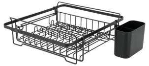 Oppvaskstativ i metall, uttrekkbart 32,6–50,9 cm, svart