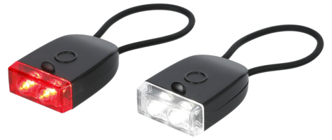 Ladattava Mini-LED-valaisin, valkoinen/punainen, kuminauha, 2 kpl