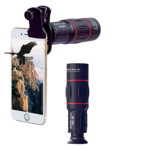 Teleobjektiv 18 x zoom och tripod till mobiltelefon 