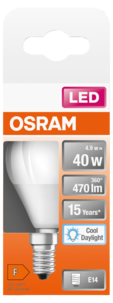 LED-pære E14 4,9 W Osram, kaldhvit