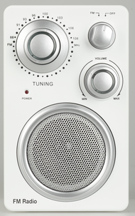 FM-radio, jossa 3,5 mm:n liitäntä