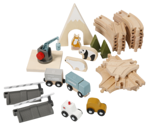 Utbyggnadsset till tågbana i trä, från 3 år