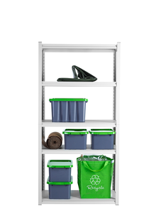 Bred hylla med 5 hyllplan, metall, 91,5x46x183 cm