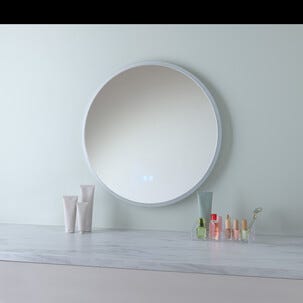 Rund badrumsspegel med dimbar belysning, vit, 60 cm