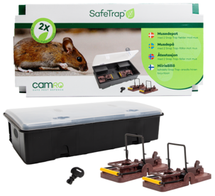 SafeTrap musfälla med 2 Snap-trap-fällor mot mus