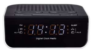 Klockradio med dubbla alarm, svart