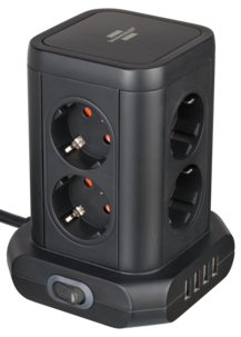 Brennenstuhl Socket Tower 8-vägs grenuttag med 4 USB