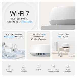 TP-Link Deco BE25 WiFi 7 KI mesh-router BE3600, 3-pakning