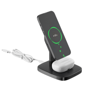 Trådlös magnetisk Qi2 laddare iPhone och AirPods, svart