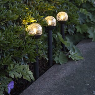 Pollare solcell svart glas, Star Trading Roma, 3-pack