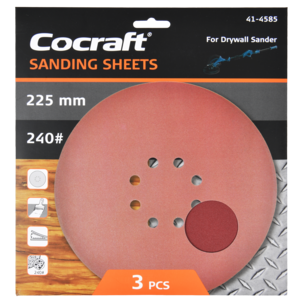 Cocraft slipepapir borrelås, sliperondell 225 mm, 3-pakning