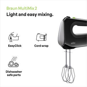 Braun MultiMix 2 håndmikser, visp og deigkrok, 2110, svart