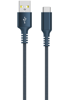 Kangaspäällysteinen USB-C-kaapeli 1,5 m, USB-A–USB-C Clas Ohlson