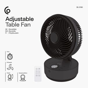 Bordsfläkt med timer 24 cm, hopfällbar
