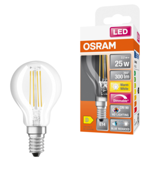 Dimbar klotlampa LED E14 Osram, varmvit