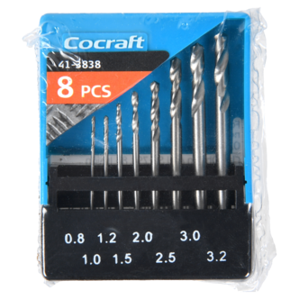 Cocraft borrsats trä och metall 0,8-3,2 mm, 8 delar