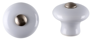 Porslinsknopp, vit/matt krom
