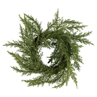 Ljusmanschett blockljus, minikrans enbär, 27 cm 