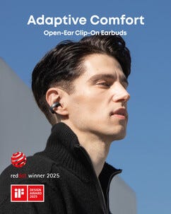 Soundcore AeroClip open ear, clip on-hörlurar 