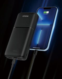 Deltaco powerbank 10 000 mAh, PD 20 W, 1 USB-C, 2 USB-A