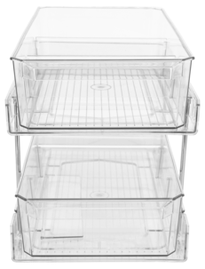 Liten oppbevaringshylle med 2 skuffer, 23 x 31,7 x 18,8 cm