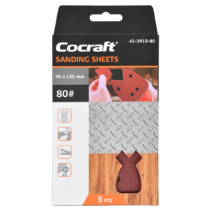 Cocraft sandpapir borrelås, 95 x 135 mm, 5-pakning