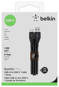 Latauskaapeli USB-A - USB-C, Belkin DuraTek Plus