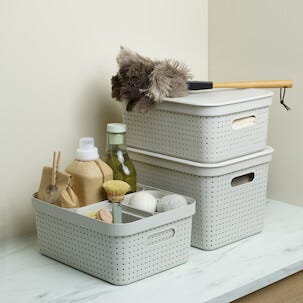 Lokk Neat til oppbevaringskurv av resirkulert plast, 36 x 27 cm