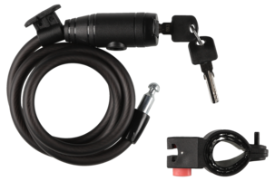 Nøkkellås for sykkel med 2 nøkler og feste, svart, 10 mm 1 m