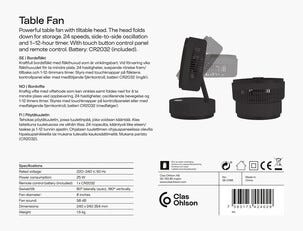 Bordvifte med timer 24 cm, sammenleggbar