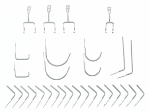 Kroker til verktøytavle, 30 stk.