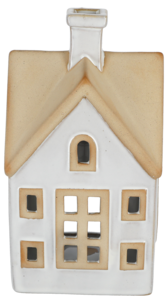 Ljuslykta hus i keramik för värmeljus, vit