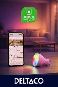 Deltaco Smart LED RGB GU10 4,7 W dimbar, 3-pakning